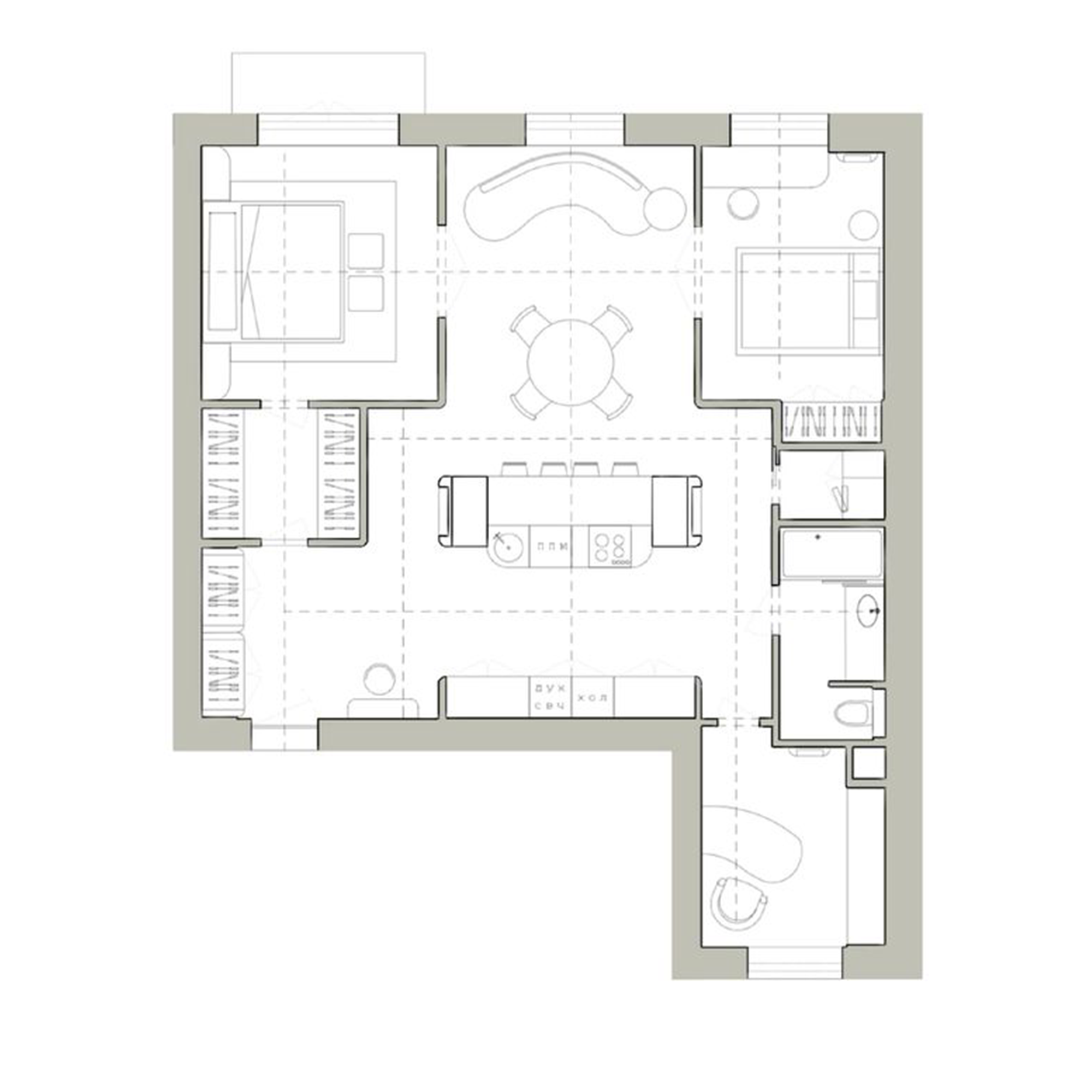 Two-bedroom · Sage and graphite